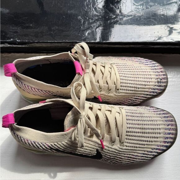 NIKE Air Vapormax Flyknit 3 Fossil Pink Ivory Sneakers 942843 Women’s Size 12 - Picture 3 of 9